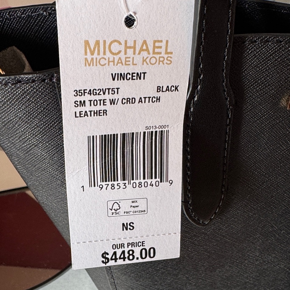 Michael Kors Black Saffiano Leather Tote with Colorful Scarf Accent - Picture 2 of 9